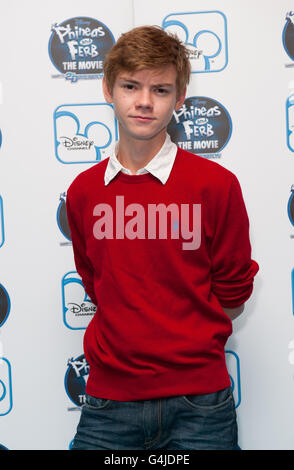 Sprecher Thomas Sangster bei der UK-Premiere von Disney's Phineas and Ferb: Across 2nd Dimension, bei Apollo Piccadilly im Zentrum von London. DRÜCKEN SIE VERBANDSFOTO. Bilddatum: Samstag, 24. September 2011. Bildnachweis sollte lauten: Matt Crossick/PA Wire Stockfoto