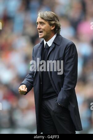 Fußball - Barclays Premier League - Manchester City / Everton - Etihad Stadium. Roberto Mancini, Manchester City Manager Stockfoto