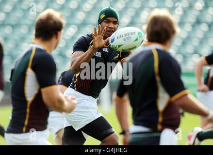 Südafrikas JP Pietersen während des Kapitäns-Laufs im North Shore Stadium, Auckland, Neuseeland. Stockfoto