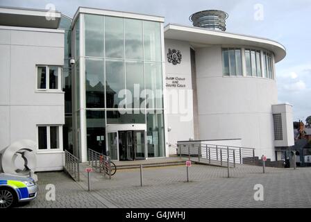 Crown Court Aktien. Eine allgemeine Ansicht des Exeter Crown Court in Exeter, Devon. Stockfoto