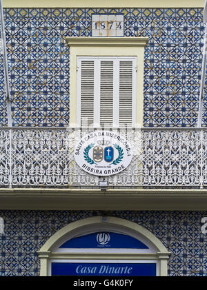 dh Ribeira Grande SAO MIGUEL ISLAND Azoren gefliest Außenwand Bau Santa Casa Da Misericordia Stockfoto