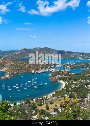 dh Shirley Heights ANTIGUA Karibik Lookout Blick auf Nelsons Dockyard Falmouth harbour Stockfoto