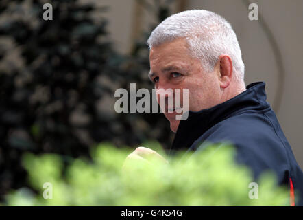 Rugby Union - Rugby-Weltmeisterschaft 2011 - Halbfinale - Wales gegen Frankreich - Wales Pressekonferenz - Sky City Hotel. Wales-Trainer Warren Gatland während der Pressekonferenz im Sky City Hotel, Auckland, Neuseeland. Stockfoto