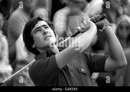 Ballesteros bei den Open. Der spanische Golfer Severiano Ballesteros in Aktion während der letzten Runde der Open Golf Meisterschaft, in Royal Birkdale. Stockfoto