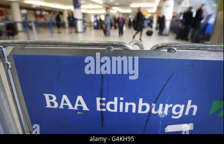 Eine allgemeine Ansicht des Flughafens Edinburgh, nach der Ankündigung des Flughafenbetreibers BAA, den Flughafen zu verkaufen. Stockfoto