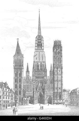 SEINE-MARITIME: Inférieure. Rouen: Cathédrale de 1822, antique print 1835 Stockfoto