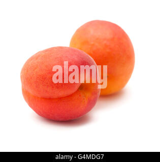 kleine Reifen Aprikosen isoliert auf weißem Hintergrund Stockfoto