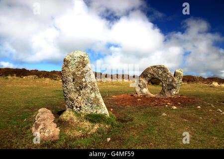 Männer-an-Tol Steinen in der Nähe von Madron, West Cornwall. Stockfoto