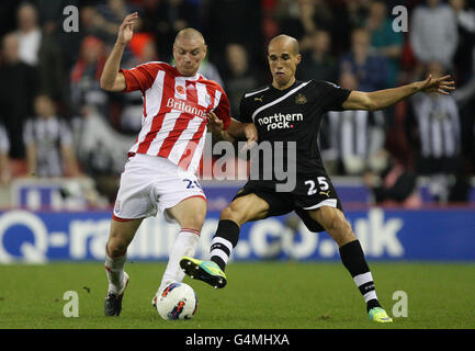 Andy Wilkinson von Stoke City (links) und Gabriel Obertan von Newcastle United Kampf um den Ball Stockfoto