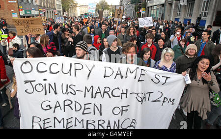 Dame Street Protest zu besetzen Stockfoto