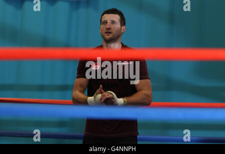 Carl Froch während der Medienarbeit am English Institute of Sport, Sheffield. Stockfoto