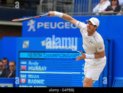 Der Queens Club, London, UK. 19. Juni 2016. Aegon Championships Finale. Andy Murray gegen Milos Raonic. Andy Murray dient Credit: Action Plus Sport/Alamy Live News Stockfoto