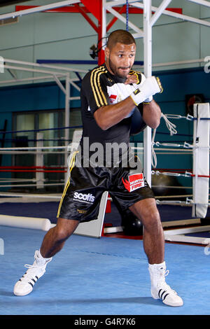 Kell Brook von Sheffield während einer Medienarbeit am English Institute of Sport, Sheffield. Stockfoto