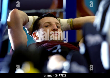 Carl Froch während der Medienarbeit am English Institute of Sport, Sheffield. Stockfoto