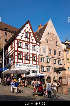 Restaurant Zum Albrecht-Dürer-Haus, Tiergärtnertorplatz, historische Zentrum von Sebald, Nürnberg, Mittelfranken, Franken Stockfoto