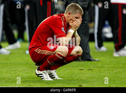 Bastian Schweinsteiger nach dem Schlusspfiff enttäuscht tief, 2012 UEFA Champions League Finale Stockfoto