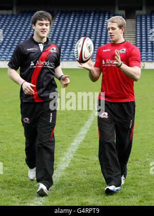 Murrayfield Rugby-Union - Edinburgh Rugby-Ankündigung- Stockfoto