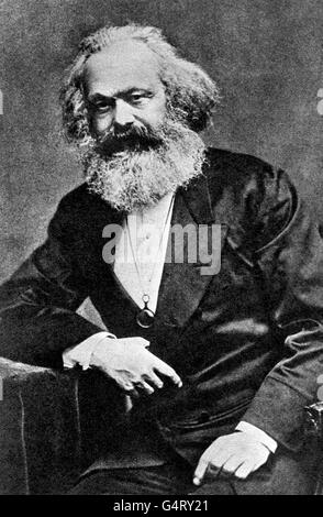 Literatur - Karl Marx (1818 - 1883). Der deutsche Begründer des modernen Kommunismus Karl Marx (1818-1883). Marx schrieb 1848 das "Kommunistische Manifest". Stockfoto