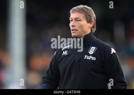 Fußball - Barclays Premier League - Fulham gegen Bolton Wanderers - Craven Cottage. Michael Lindeman, Fulham-Cheftrainer Stockfoto