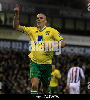 Steve Morison von Norwich City feiert sein zweites Tor Stockfoto