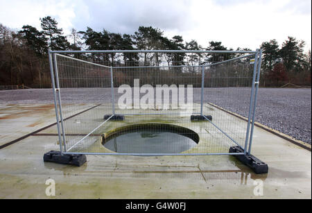 Eine allgemeine Ansicht der Szene in Balcombe, West Sussex, wo das amerikanische Energieunternehmen Cuadrilla Resources die Erlaubnis hat, Explorationsbohrungen mit dem umstrittenen Fracking-Verfahren durchzuführen. Stockfoto