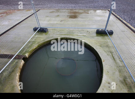 Eine allgemeine Ansicht der Szene in Balcombe, West Sussex, wo das amerikanische Energieunternehmen Cuadrilla Resources die Erlaubnis hat, Explorationsbohrungen mit dem umstrittenen Fracking-Verfahren durchzuführen. Stockfoto