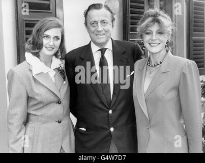 Baron Hans Heinrich Thyssen-Bornemisza (Mitte) mit seiner Frau (r) und Seine Tochter Francesca Stockfoto