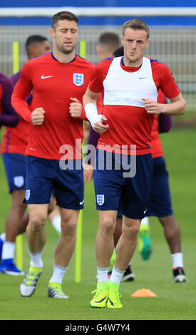 Englands Jamie Vardy während des Trainings im Stade du Bourgognes, Chantilly, Frankreich. Stockfoto