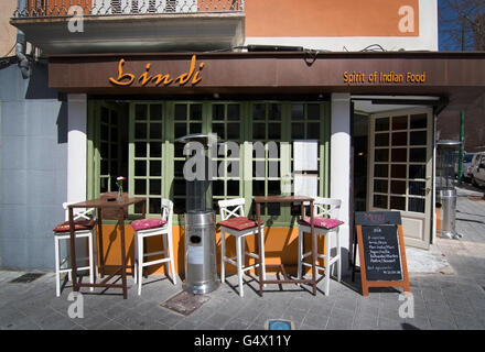Bindi Restaurant in Santa Catalina, Palma De Mallorca, Balearen, Spanien am 13. April 2016 vor. Stockfoto