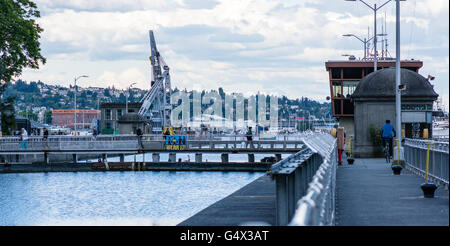 Blick auf die Ballard Locks in Seattle Stockfoto