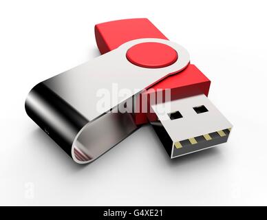 USB-Stick auf einem weißen Hintergrund isoliert Stockfoto