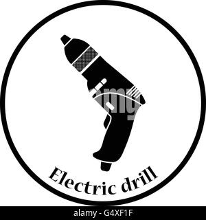Ikone der Bohrmaschine. Dünnen Kreis Design. Vektor-Illustration. Stock Vektor