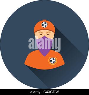 Fußball-Fan mit überdachten Fläche von Schal-Symbol. Flache Farbgestaltung. Vektor-Illustration. Stock Vektor