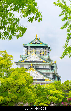 Himeji bekanntlich als Burg von Osaka gegen den Himmel Stockfoto