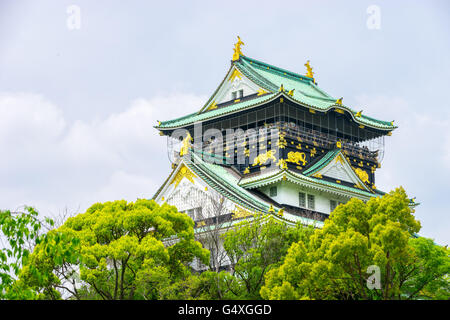 Himeji bekanntlich als Burg von Osaka gegen den Himmel Stockfoto