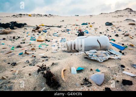 Müll am Strand - South Padre Island, Texas, USA Stockfoto