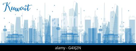 Umriss-Kuwait-Stadt Skyline mit blauen Gebäude. Vektor-Illustration. Geschäftsreisen und Tourismus-Konzept mit Kuwait-Stadt. Stock Vektor