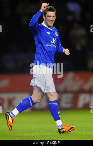 Fußball - npower Football League Championship - Leicester City / Middlesbrough - The King Power Stadium. David Nugent von Leicester City feiert das Tor zum ersten Tor Stockfoto