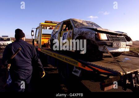 Rallye Autounfall Otterburn Stockfoto