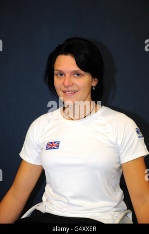 Paralympics - GB-Rollstuhl-Tennis-Fototermin - National Tenniscenter Stockfoto