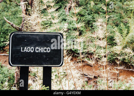 Chile, Nationalpark Huerquehue, Schilder auf den Lago Chico Stockfoto