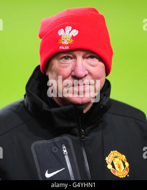 Manchester United Manager Alex Ferguson während des Trainings Stockfoto