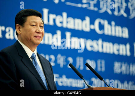 HE Herr Xi Jinping, Vizepräsident der Volksrepublik China, im Royal Hospital Kilmanham für das Irland-China Handels- und Investitionsforum am letzten Tag eines dreitägigen Besuchs in Irland. Stockfoto