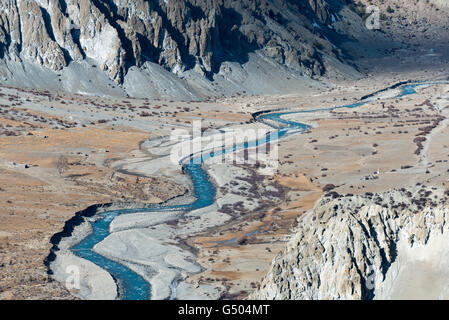 Nepal, Western Region, Bhakra, auf der Annapurna Circuit - Tag 6 - Tag Akklimatisierung in Braga - Blue River Marsyangdi Stockfoto