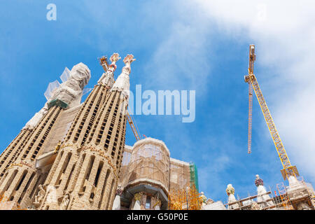 Barcelona, Spanien - 2. Mai 2015: Barcelona Sehenswürdigkeiten, La Sagrada Familia, Katalonien, Spanien. Stockfoto