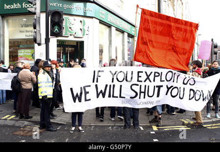 Workfare-protest Stockfoto