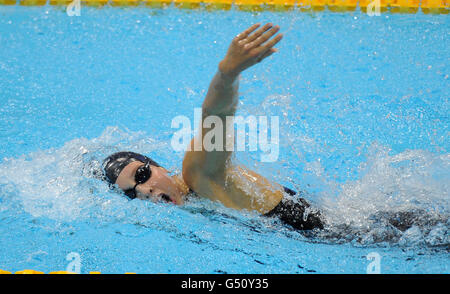 Die britische Joanne Jackson in Aktion während ihrer Hitze Die 400 m Freistil der Frauen bei den British Gas Swimming Championships Im London Aquatics Centre Stockfoto