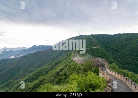 China, Peking, Wandern auf der chinesischen Mauer, endlose Länge der chinesischen Mauer Stockfoto