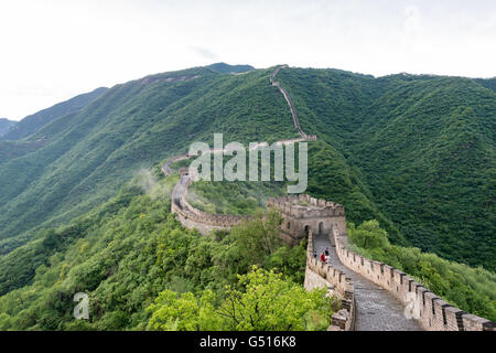 China, Peking, Wandern auf der chinesischen Mauer, endlose Länge der chinesischen Mauer Stockfoto