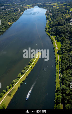 Luftbild, Naherholungsgebiet Kemnader Stausee, Stausee, Ruhrgebiet, Witten, Ruhrgebiet, Nordrhein-Westfalen, Stockfoto